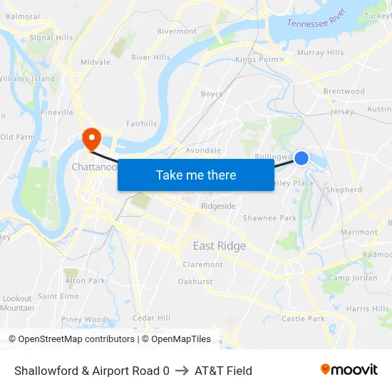 Shallowford & Airport Road 0 to AT&T Field map