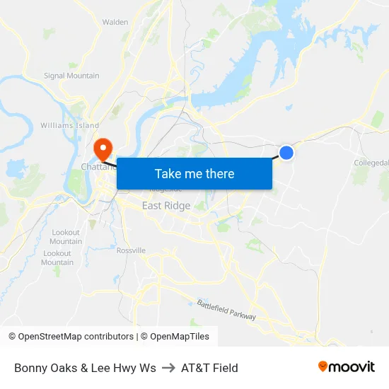 Bonny Oaks & Lee Hwy Ws to AT&T Field map