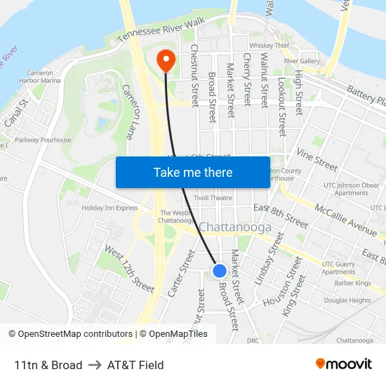 11tn & Broad to AT&T Field map