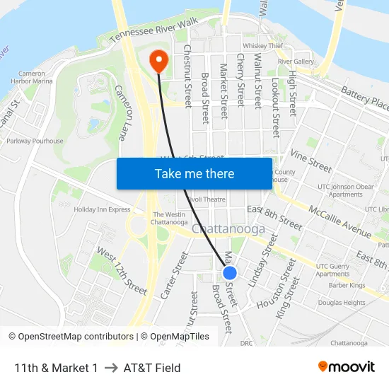 11th & Market 1 to AT&T Field map