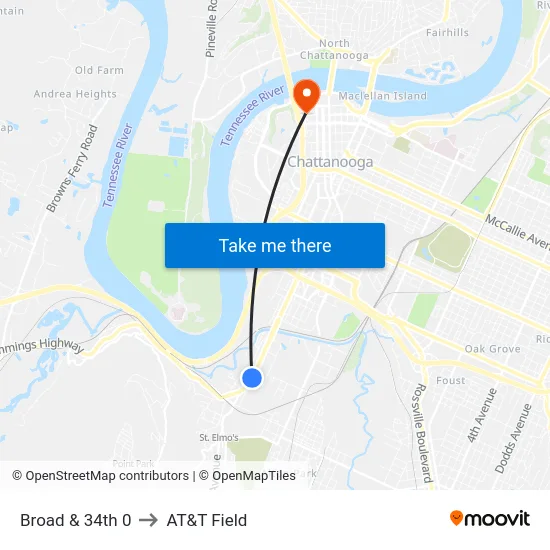 Broad & 34th 0 to AT&T Field map