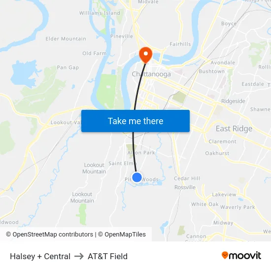 Halsey + Central to AT&T Field map