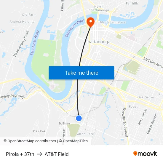 Pirola + 37th to AT&T Field map
