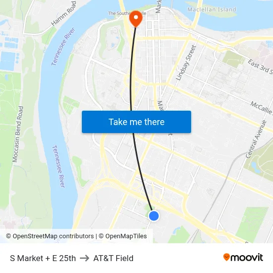S Market + E 25th to AT&T Field map
