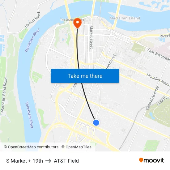 S Market + 19th to AT&T Field map