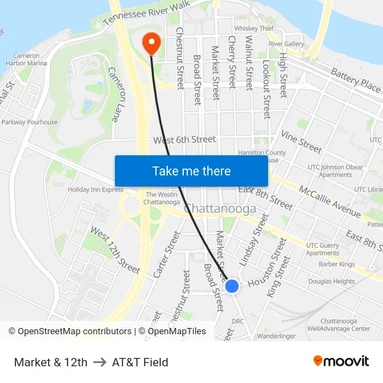 Market & 12th to AT&T Field map