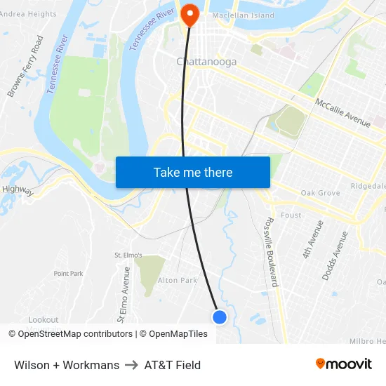 Wilson + Workmans to AT&T Field map