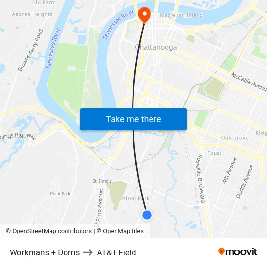 Workmans + Dorris to AT&T Field map