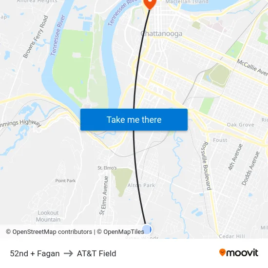 52nd + Fagan to AT&T Field map