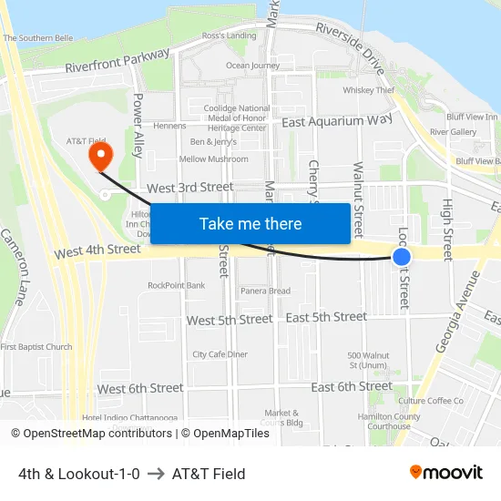 4th & Lookout-1-0 to AT&T Field map