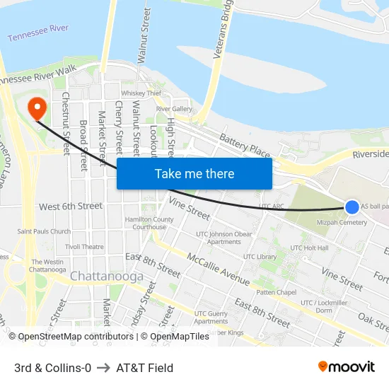 3rd & Collins-0 to AT&T Field map
