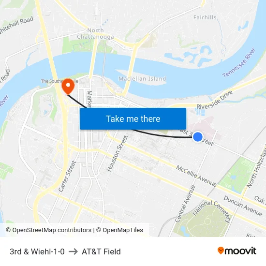 3rd & Wiehl-1-0 to AT&T Field map