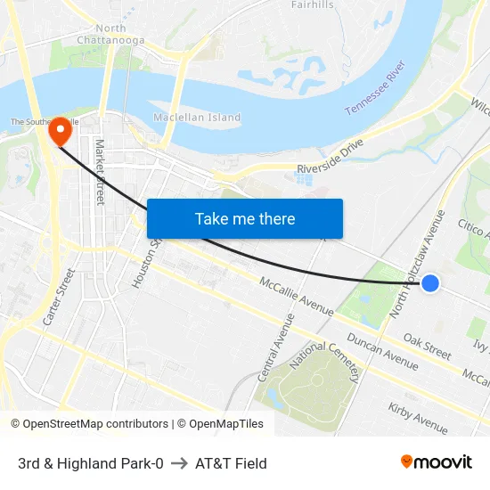 3rd & Highland Park-0 to AT&T Field map