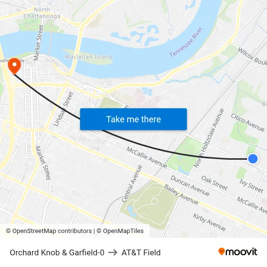 Orchard Knob & Garfield-0 to AT&T Field map