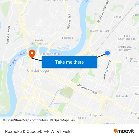 Roanoke & Ocoee-0 to AT&T Field map