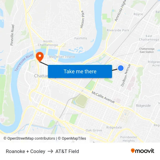 Roanoke + Cooley to AT&T Field map