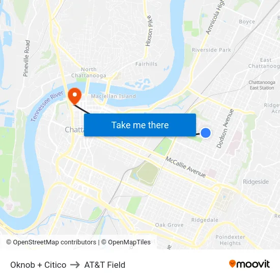 Oknob + Citico to AT&T Field map