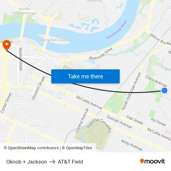 Oknob + Jackson to AT&T Field map