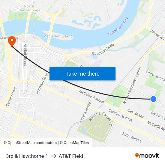 3rd & Hawthorne-1 to AT&T Field map
