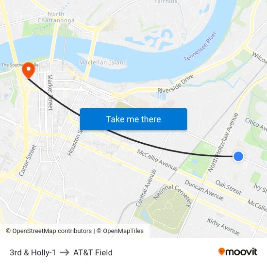 3rd & Holly-1 to AT&T Field map