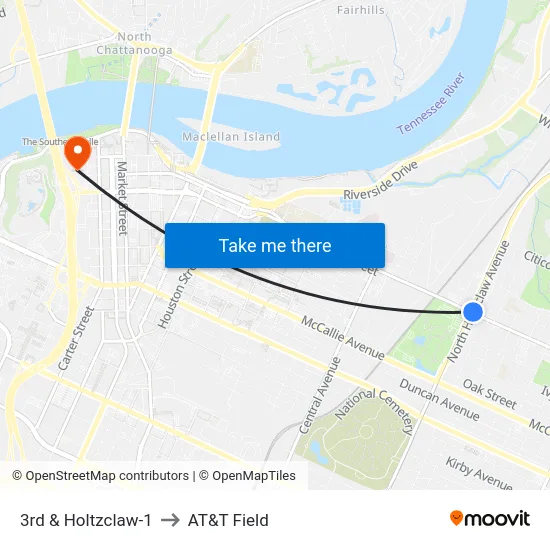 3rd & Holtzclaw-1 to AT&T Field map