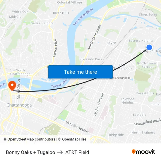 Bonny Oaks + Tugaloo to AT&T Field map