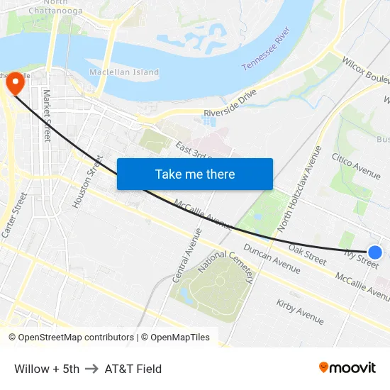 Willow + 5th to AT&T Field map