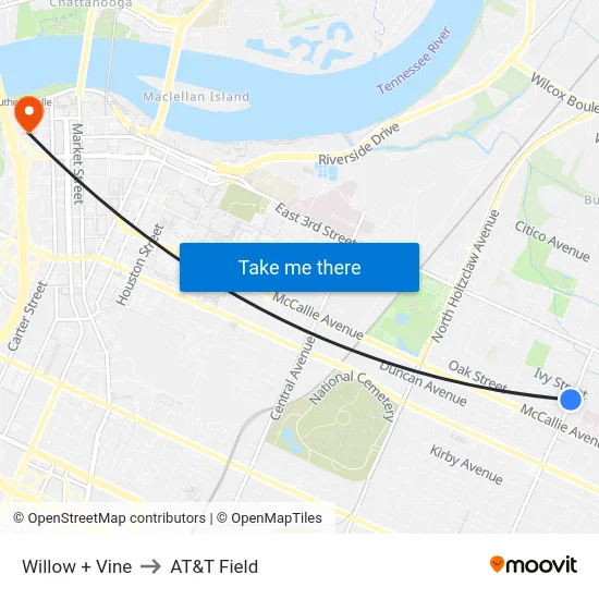 Willow + Vine to AT&T Field map