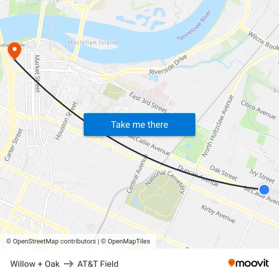 Willow + Oak to AT&T Field map
