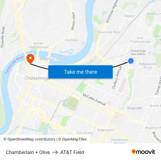Chamberlain + Olive to AT&T Field map