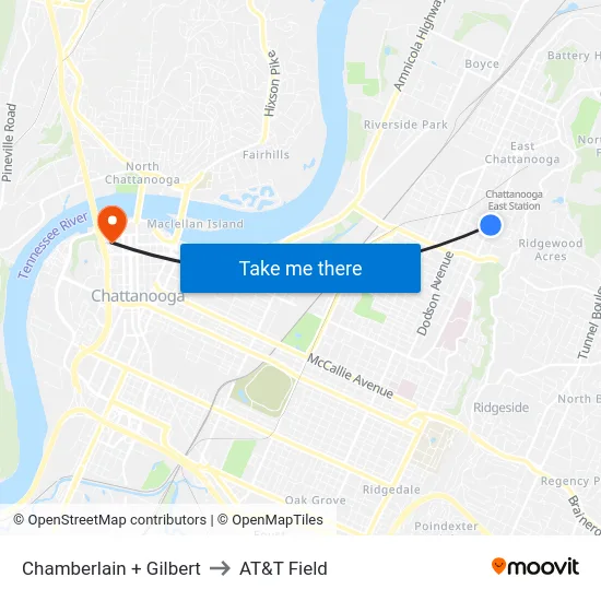 Chamberlain + Gilbert to AT&T Field map