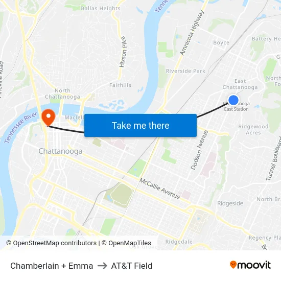 Chamberlain + Emma to AT&T Field map