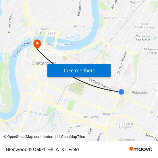 Glenwood & Oak-1 to AT&T Field map