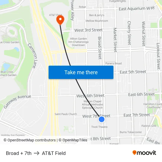 Broad + 7th to AT&T Field map