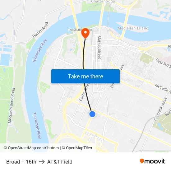 Broad + 16th to AT&T Field map