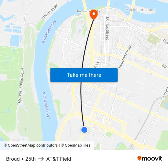 Broad + 25th to AT&T Field map