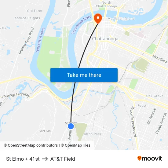 St Elmo + 41st to AT&T Field map