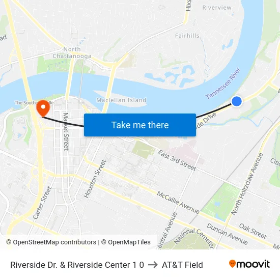 Riverside Dr. & Riverside Center 1 0 to AT&T Field map