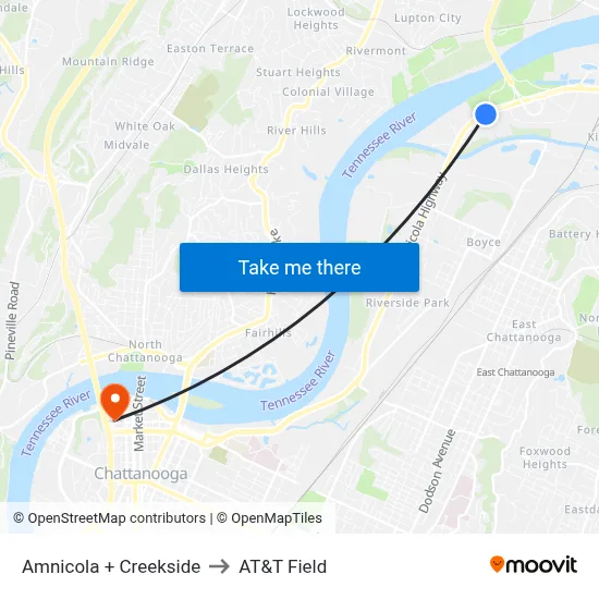 Amnicola + Creekside to AT&T Field map