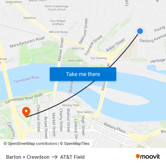 Barton + Crewdson to AT&T Field map