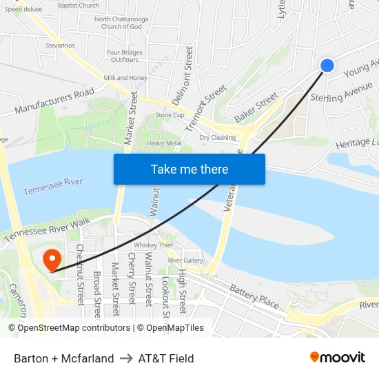 Barton + Mcfarland to AT&T Field map