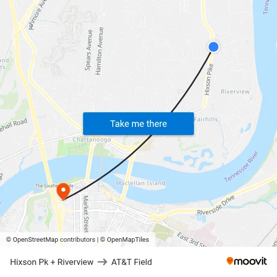Hixson Pk + Riverview to AT&T Field map