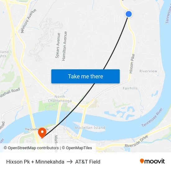 Hixson Pk + Minnekahda to AT&T Field map
