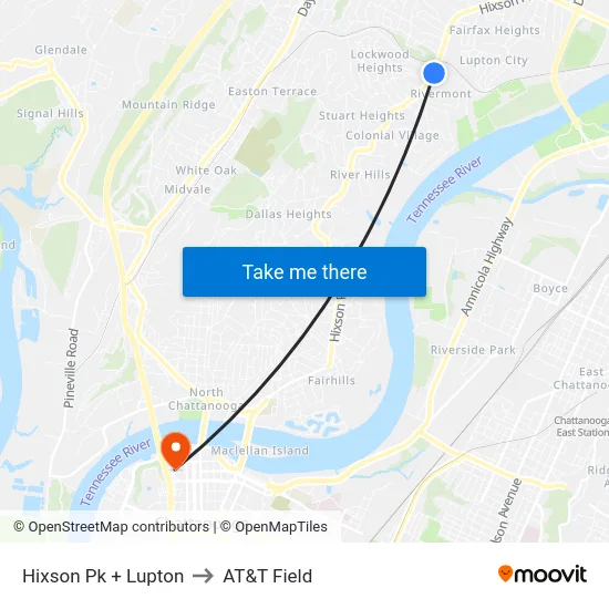 Hixson Pk + Lupton to AT&T Field map