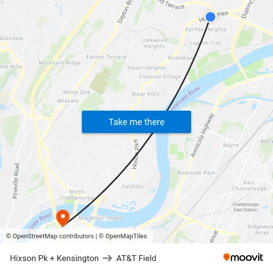 Hixson Pk + Kensington to AT&T Field map