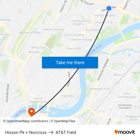 Hixson Pk + Norcross to AT&T Field map
