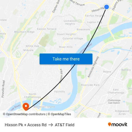 Hixson Pk + Access Rd to AT&T Field map