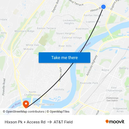 Hixson Pk + Access Rd to AT&T Field map