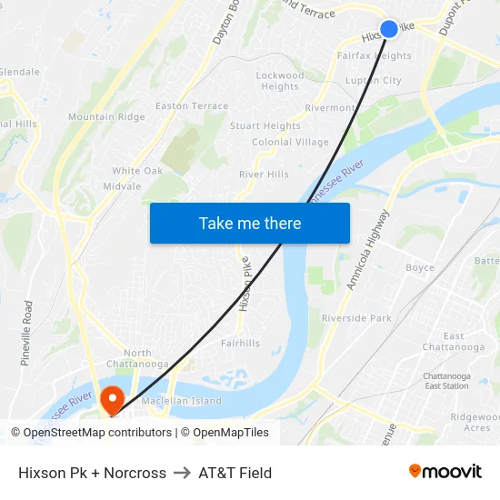 Hixson Pk + Norcross to AT&T Field map