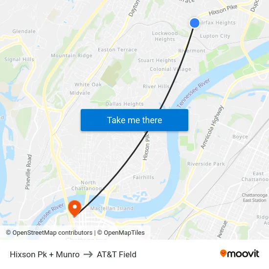 Hixson Pk + Munro to AT&T Field map